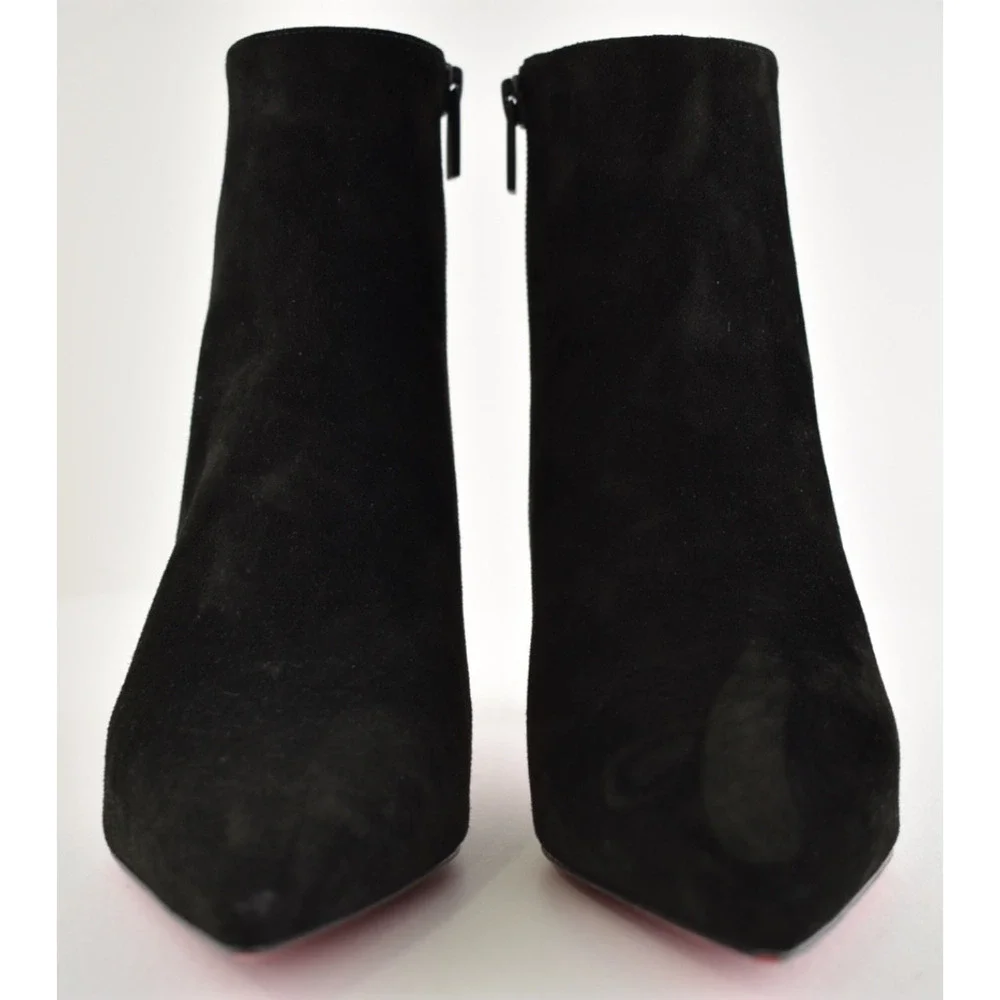 Christian Louboutin Condora Booty 55 Black Suede Pointed Ankle Heel Boot 37.5